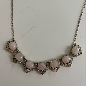 LOFT Statement Light Pink Crystal Necklace
